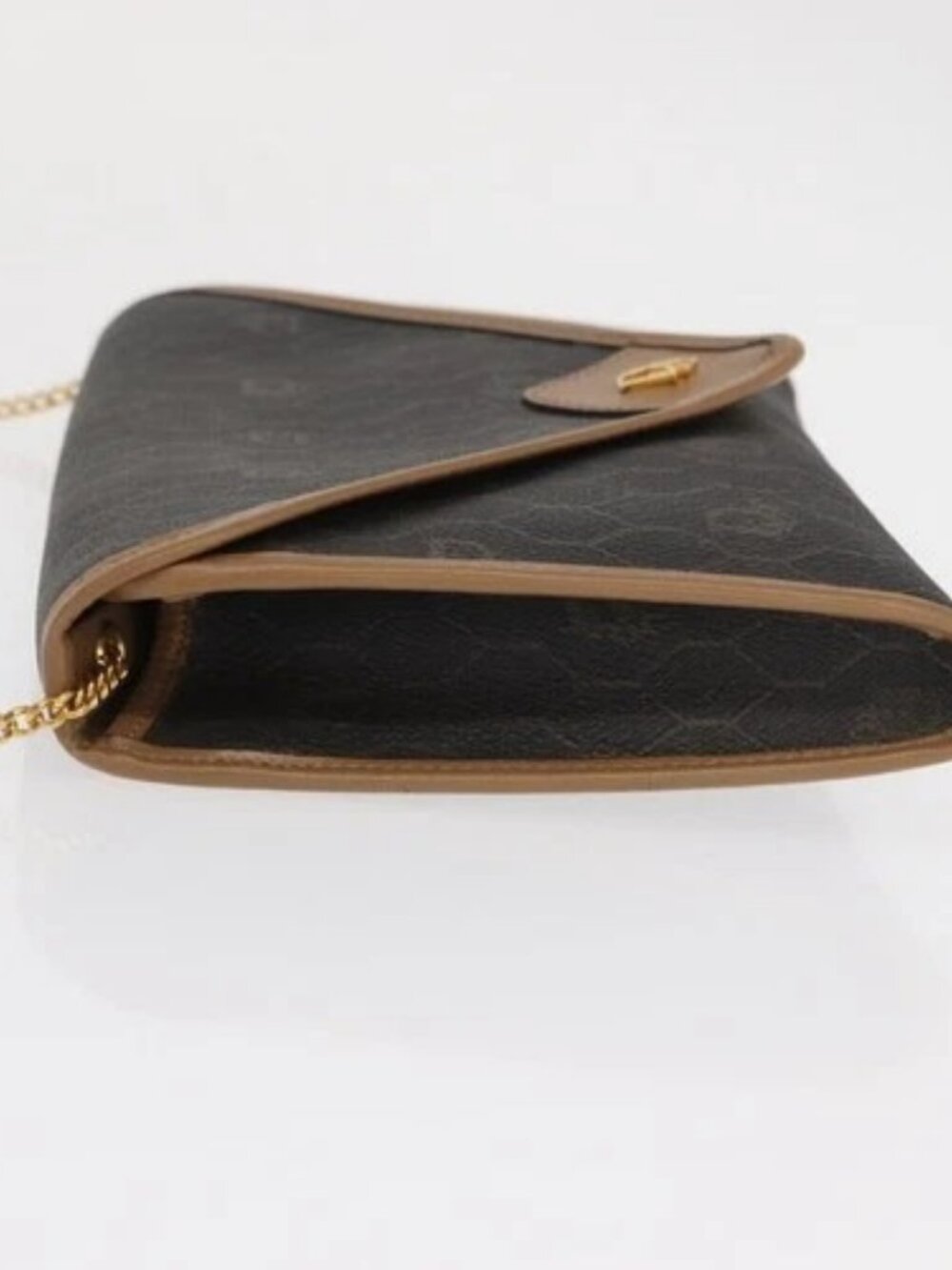 Christian Dior Honeycomb Canvas Chain Shoulder Bag PVC Black Gold Auth BA10086 - Picture 5 of 15